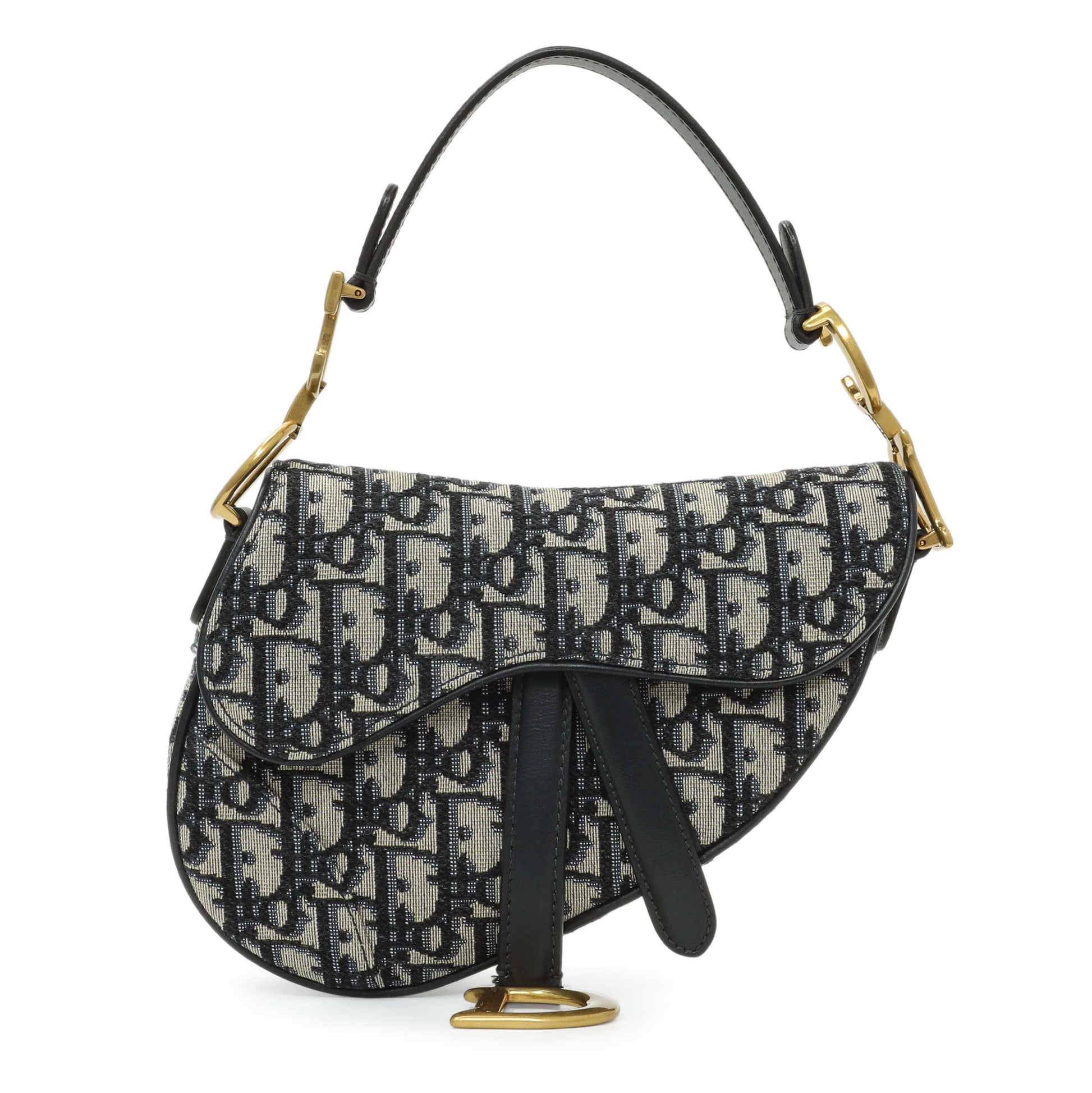 Exclusive Christian Dior Oblique Mini Saddle Bag — Front View