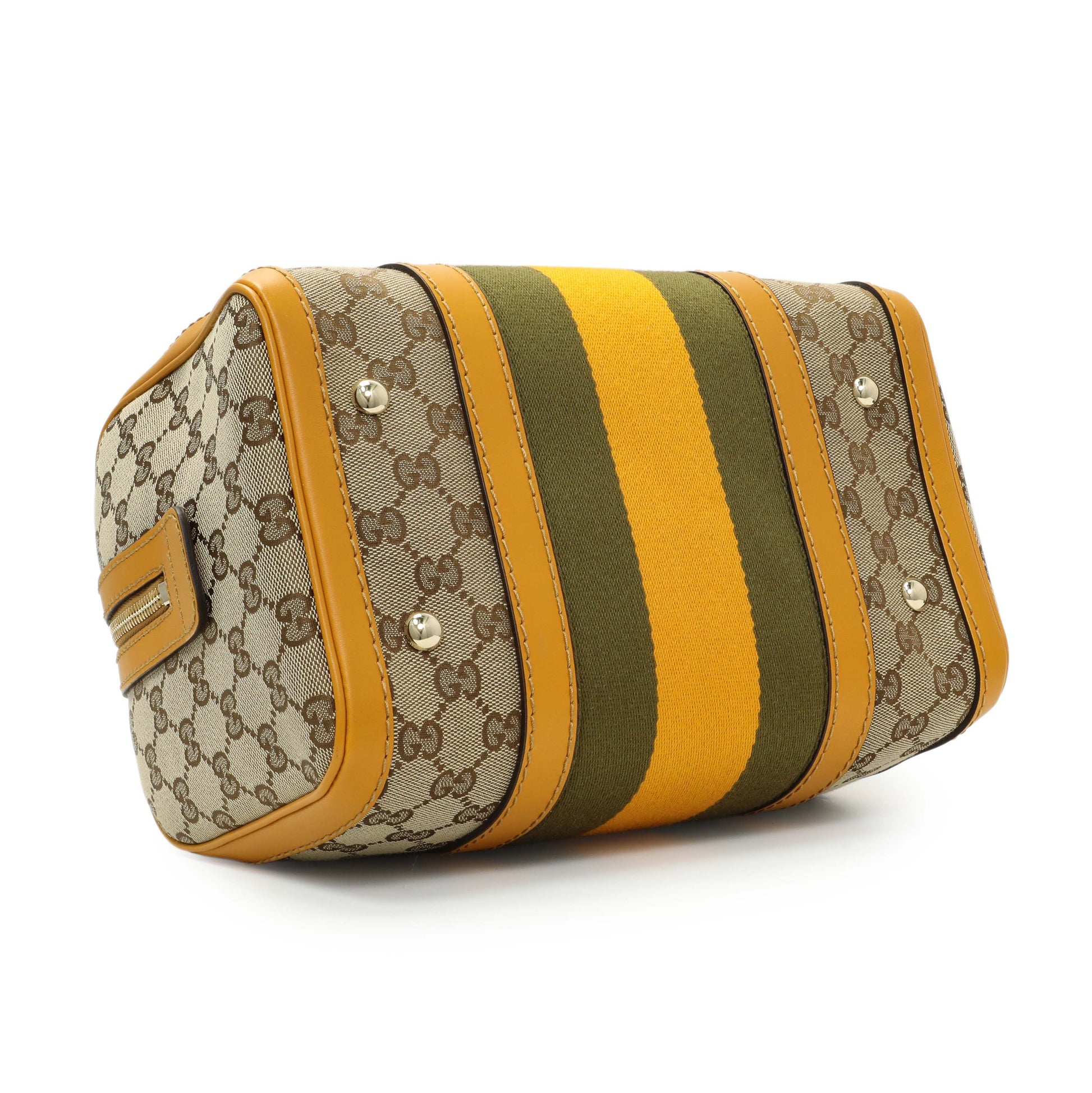 Exclusive Gucci Monogram Vintage Web Small Boston — Back View