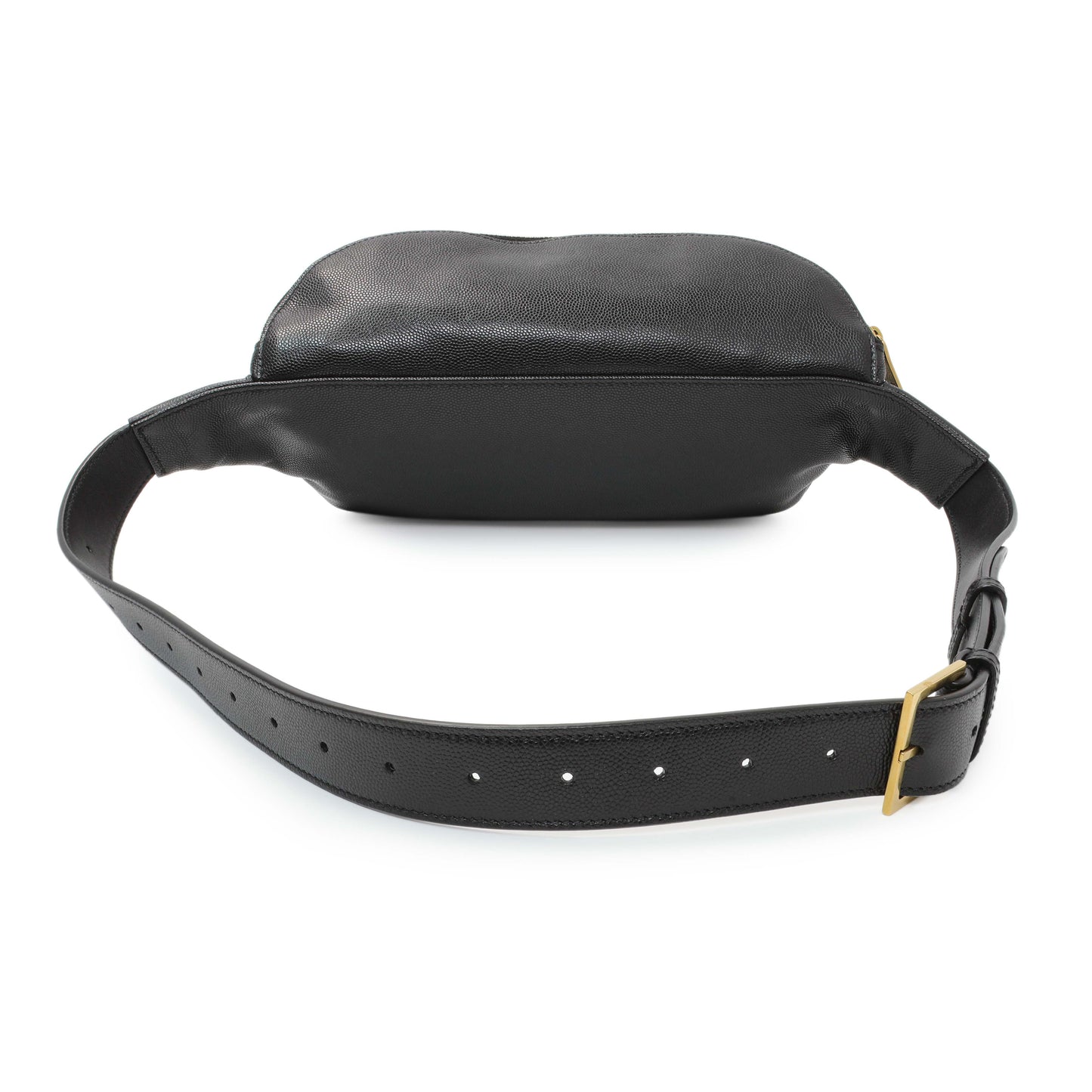 Exclusive Saint Laurent Black Grain De Poudre Monogram Belt Bag — Side View
