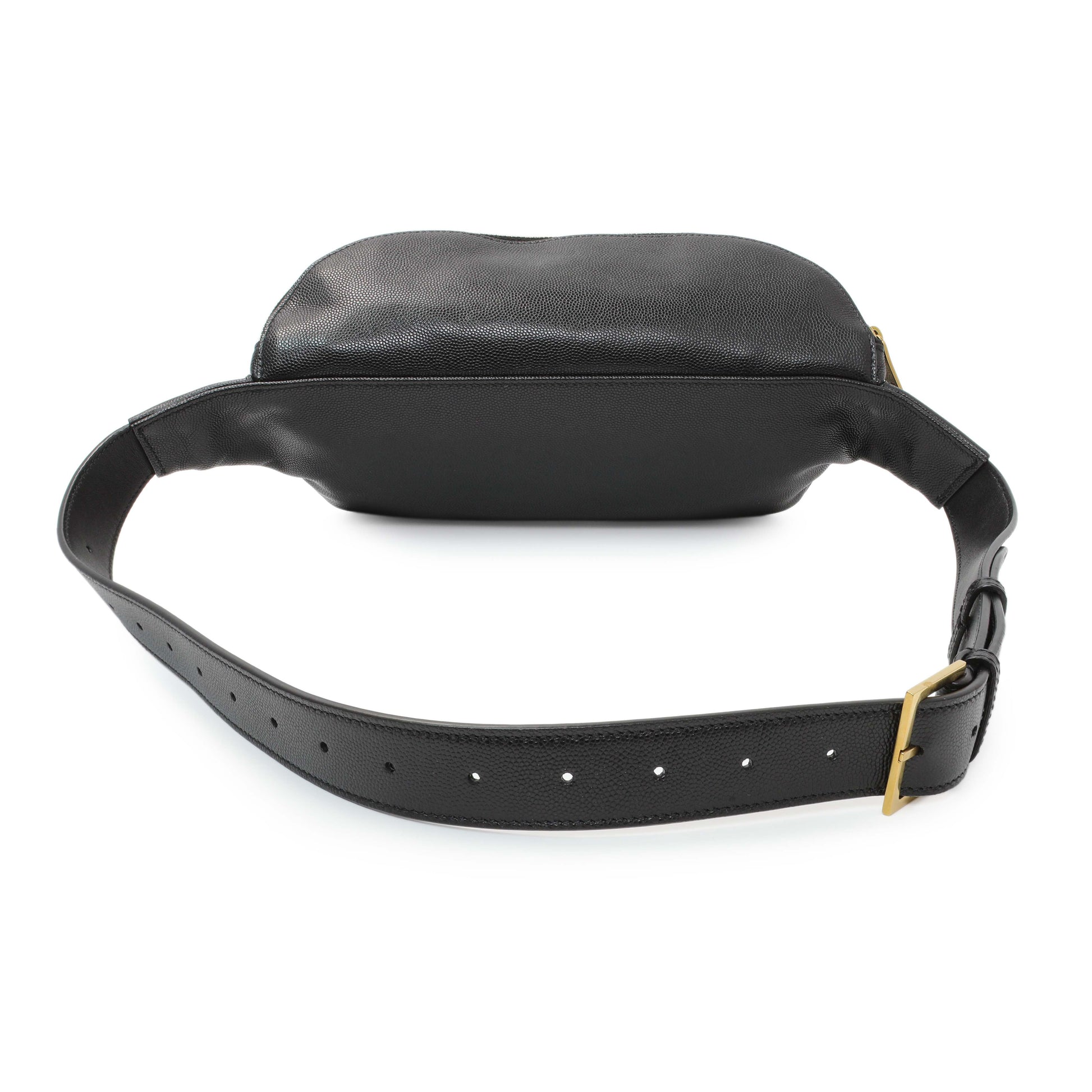 Exclusive Saint Laurent Black Grain De Poudre Monogram Belt Bag — Side View