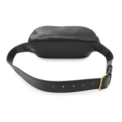 Exclusive Saint Laurent Black Grain De Poudre Monogram Belt Bag — Side View
