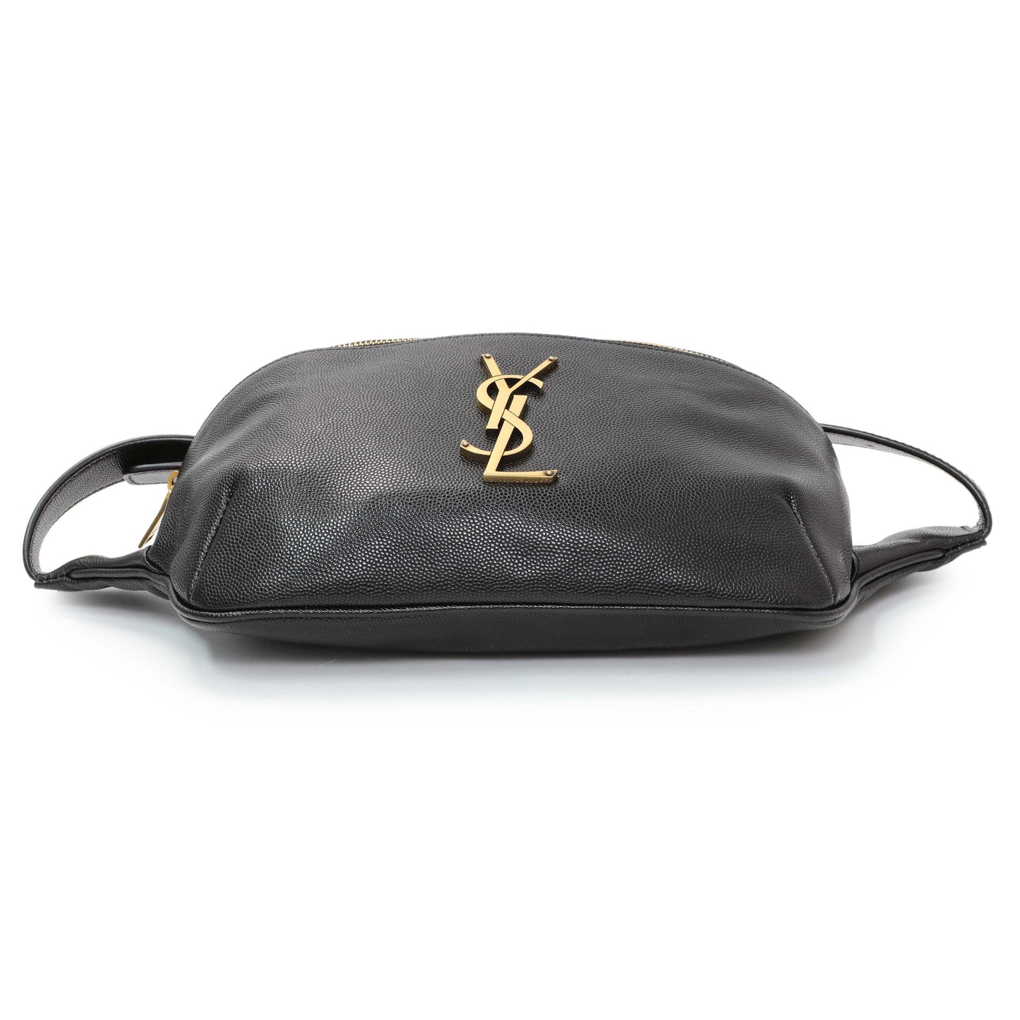 Exclusive Saint Laurent Black Grain De Poudre Monogram Belt Bag — Back View