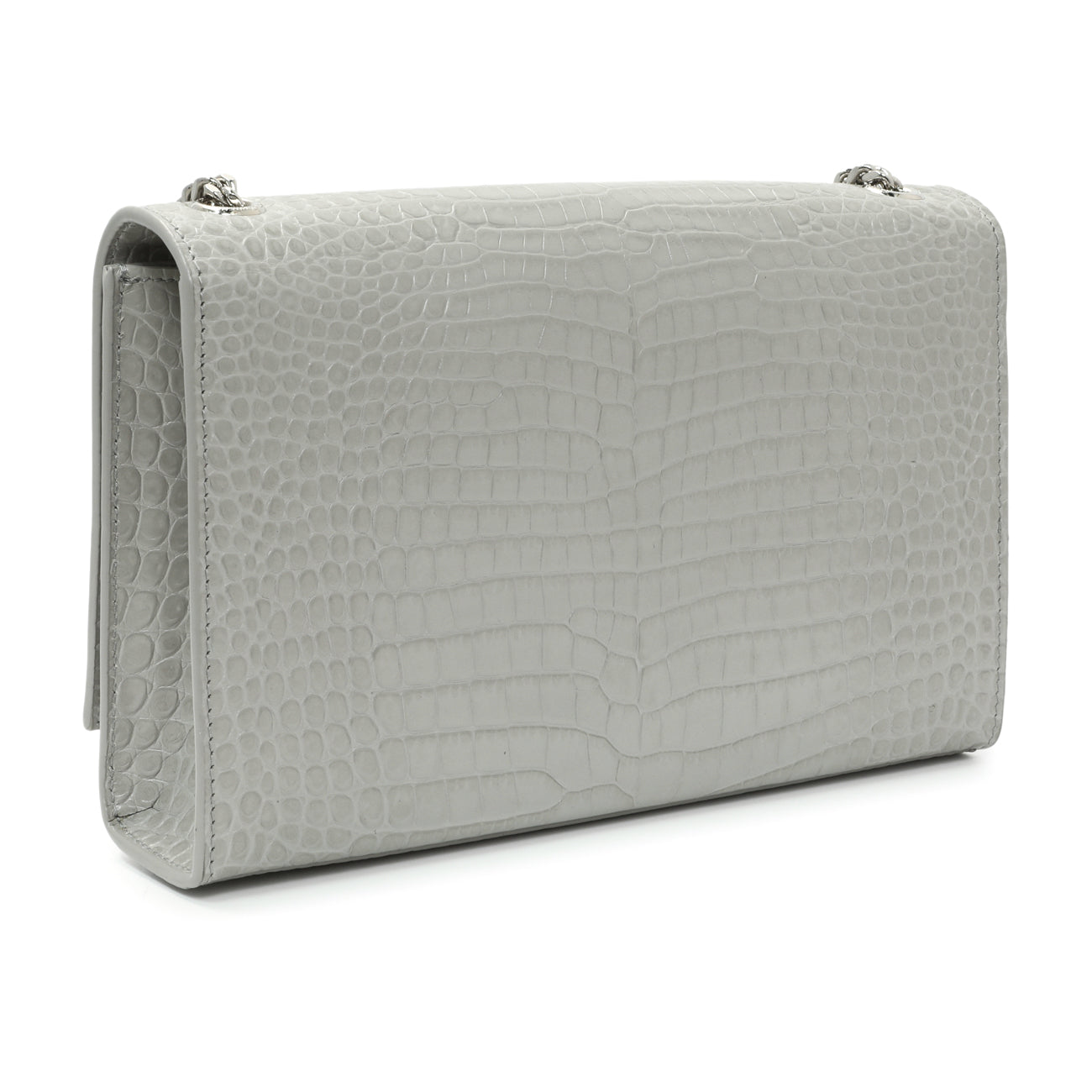 Exclusive Saint Laurent Crocodile Embossed Calfskin Medium Monogram Kate Tassel Satchel — Side View