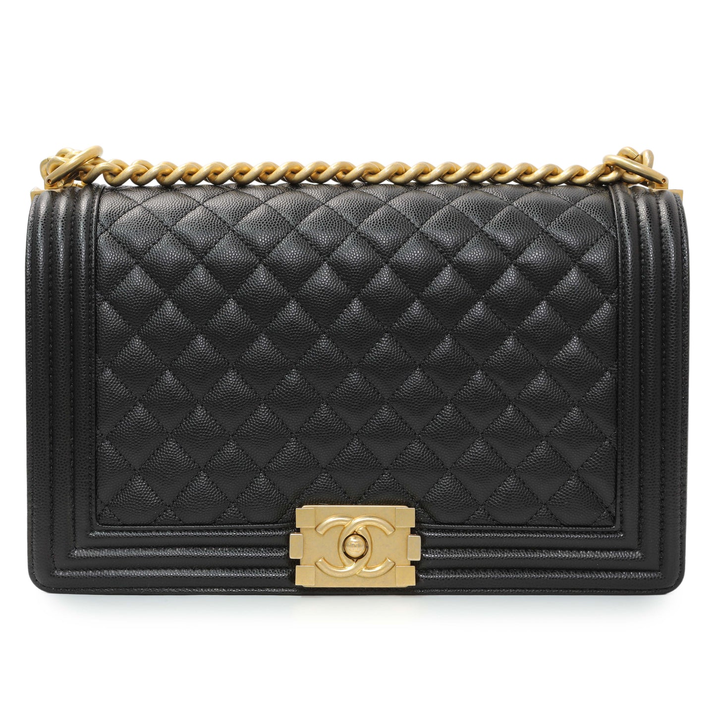 Exclusive Chanel Black Caviar New Medium Boy Flap — Side View