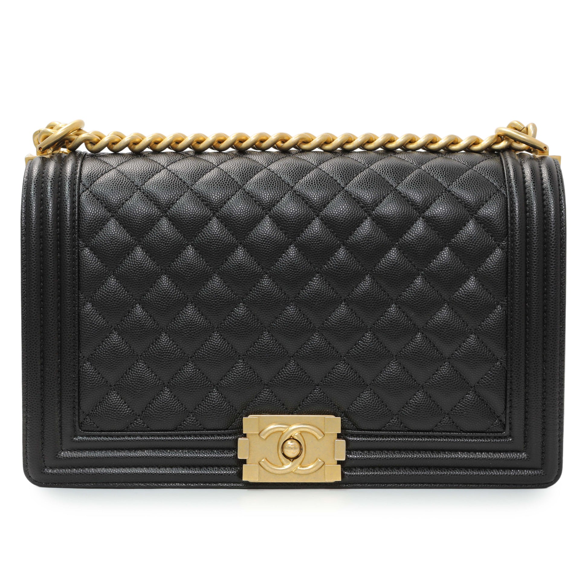 Exclusive Chanel Black Caviar New Medium Boy Flap — Side View