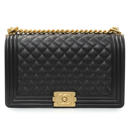 Exclusive Chanel Black Caviar New Medium Boy Flap — Side View