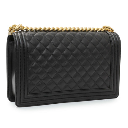 Exclusive Chanel Black Caviar New Medium Boy Flap — Back View