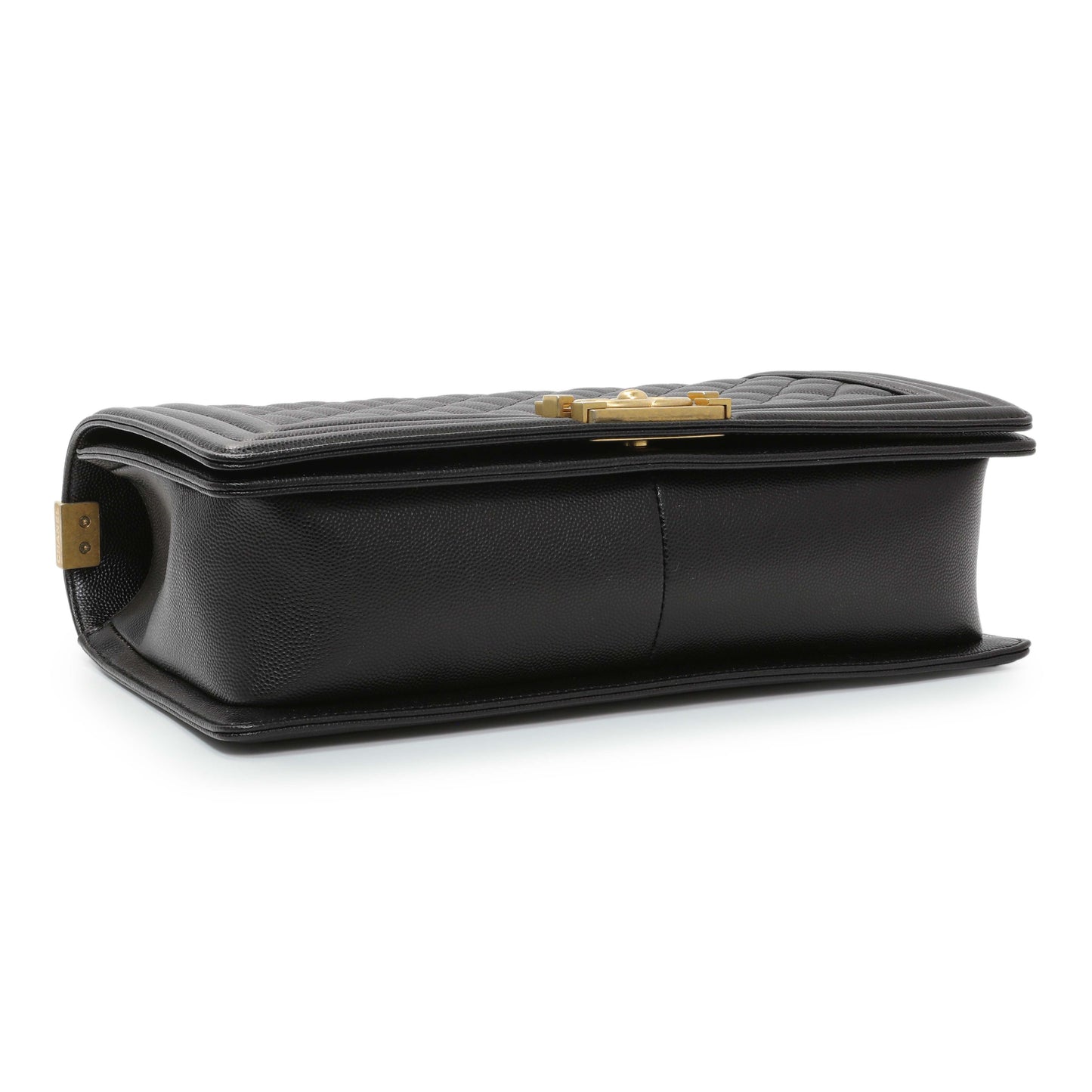 Exclusive Chanel Black Caviar New Medium Boy Flap — Top View