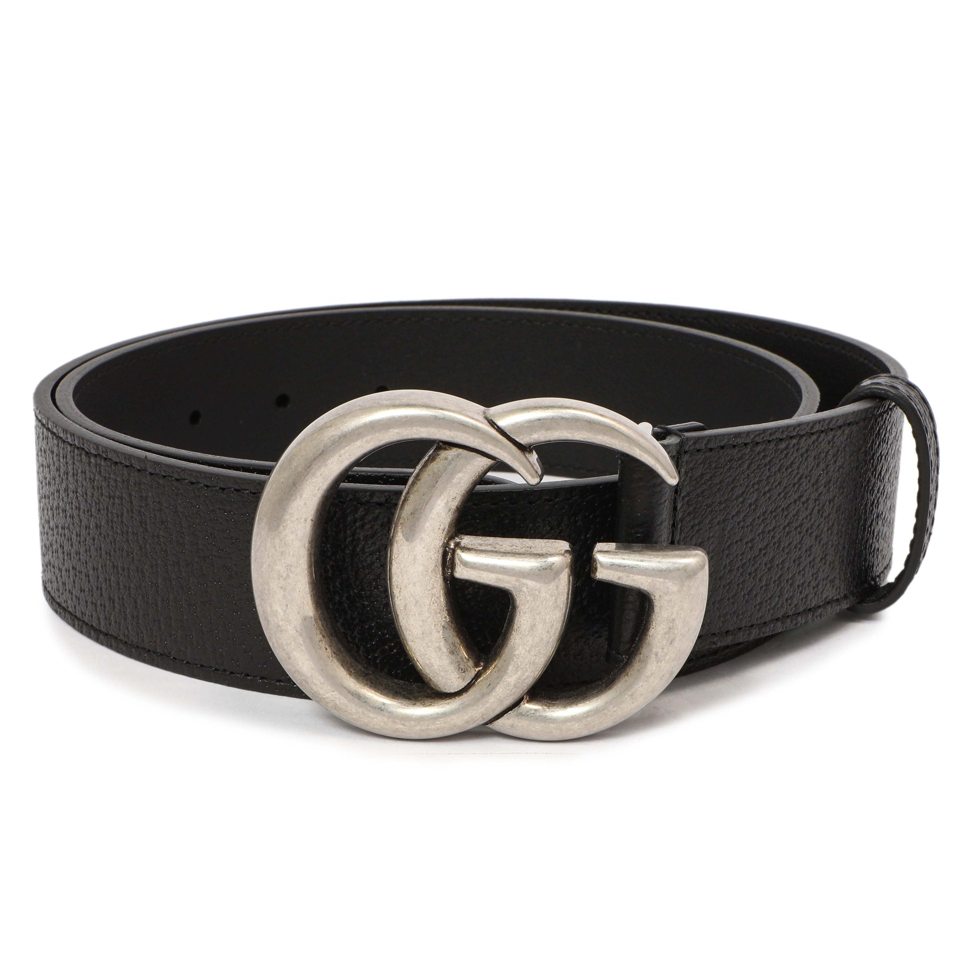 Exclusive Gucci Black Calfskin Double G 40mm Belt — Back View