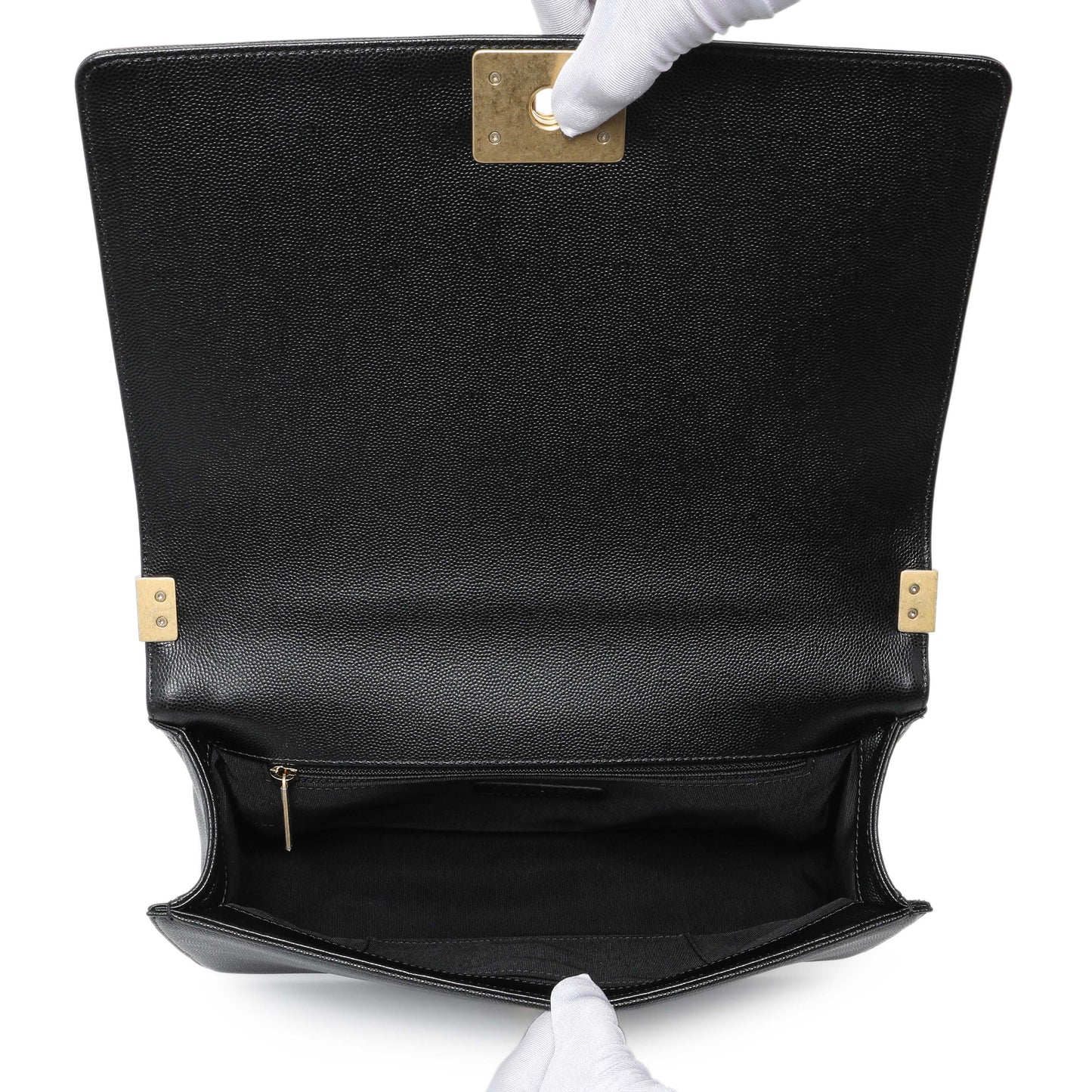 Exclusive Chanel Black Caviar New Medium Boy Flap — Detail View