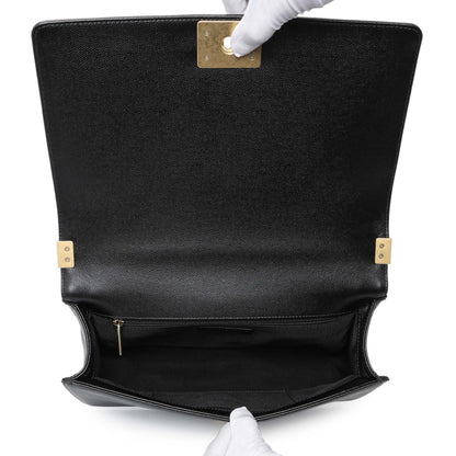 Exclusive Chanel Black Caviar New Medium Boy Flap — Detail View