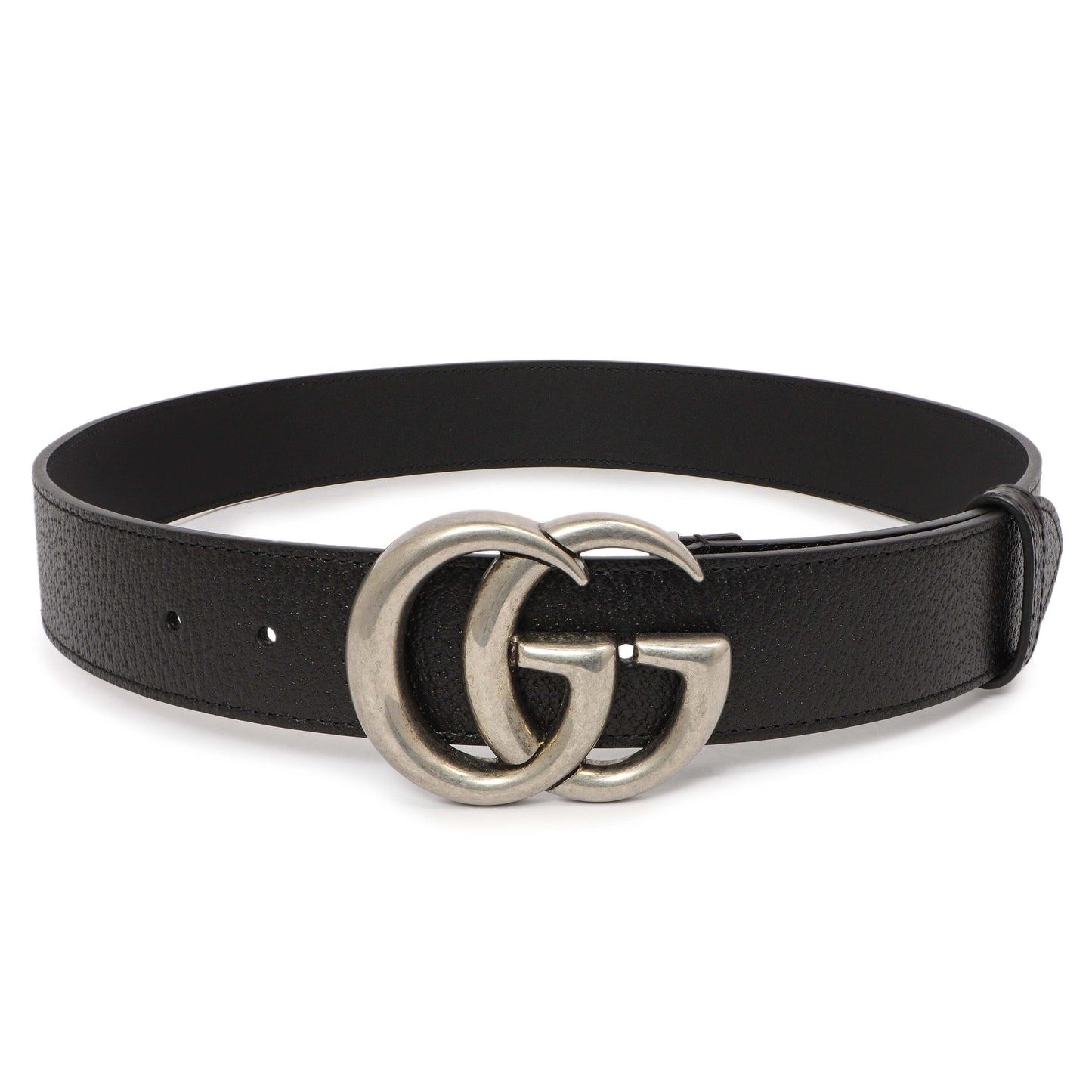 Exclusive Gucci Black Calfskin Double G 40mm Belt — Front View