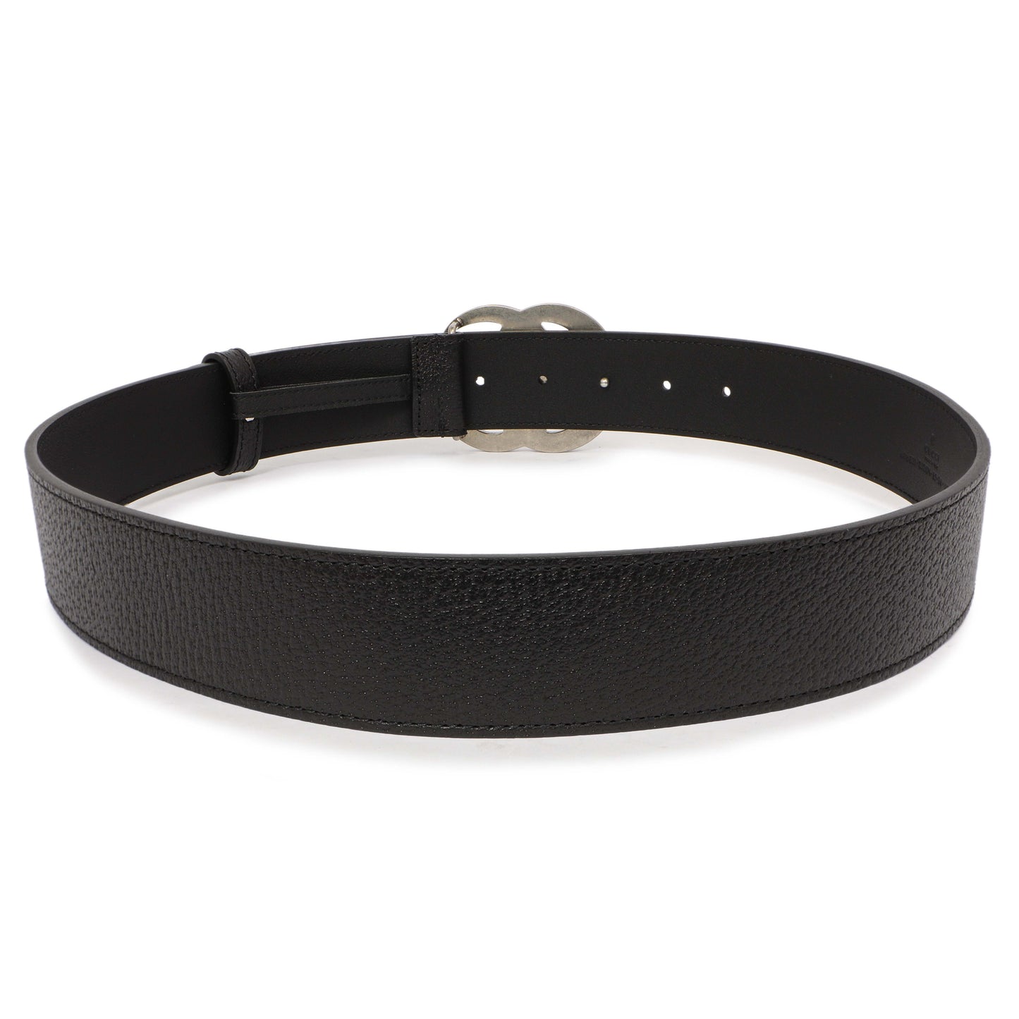 Exclusive Gucci Black Calfskin Double G 40mm Belt — Side View
