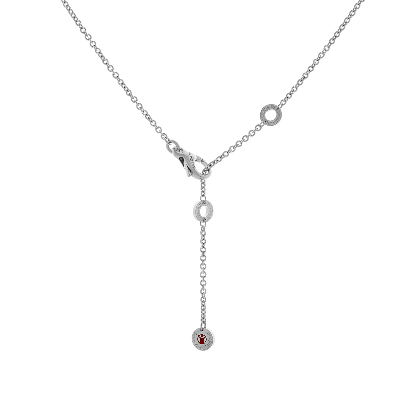 Exclusive Bulgari Sterling Silver Black Ceramic Save The Children Pendant Necklace — Back View