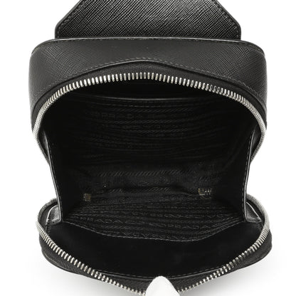 Exclusive Prada Black Brique Saffiano Travel Sling Bag — Top View