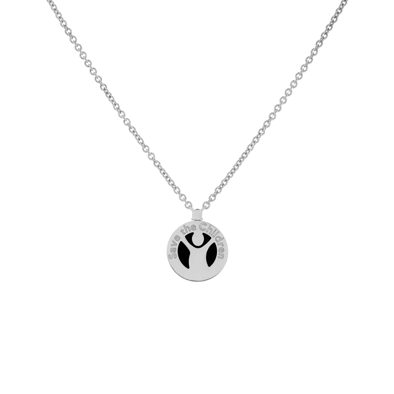 Exclusive Bulgari Sterling Silver Onyx Ruby Save the Children Pendant Necklace — Side View