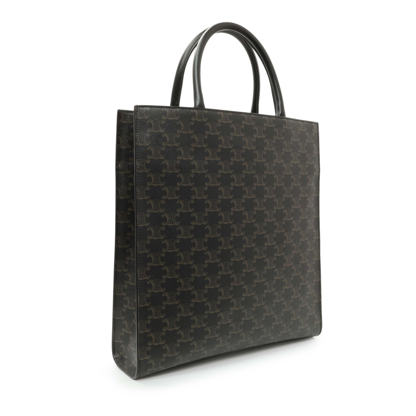 Exclusive Celine Triomphe Canvas Calfskin Medium Vertical Cabas — Side View