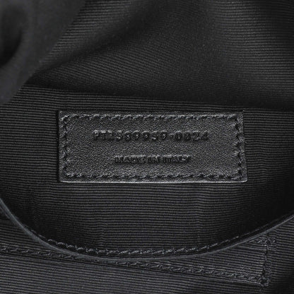 Exclusive Saint Laurent Black Grain De Poudre Monogram Belt Bag — Lifestyle View