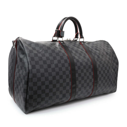 Exclusive Louis Vuitton Damier Graphite Keepall 55 Bandouliere — Side View