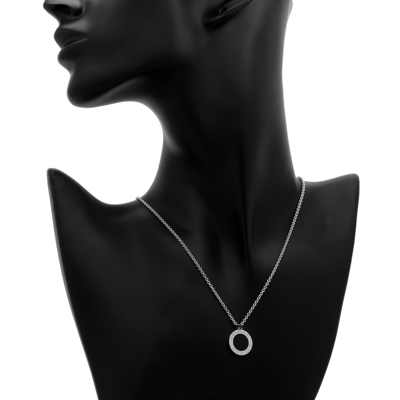 Exclusive Bulgari Sterling Silver Onyx Ruby Save the Children Pendant Necklace — Top View