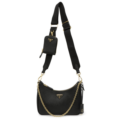 Exclusive Prada Black Saffiano Re-Edition 2005 Shoulder Bag — Front View