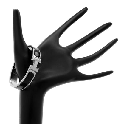 Exclusive Hermes Black Enamel Clic H Bracelet — Back View