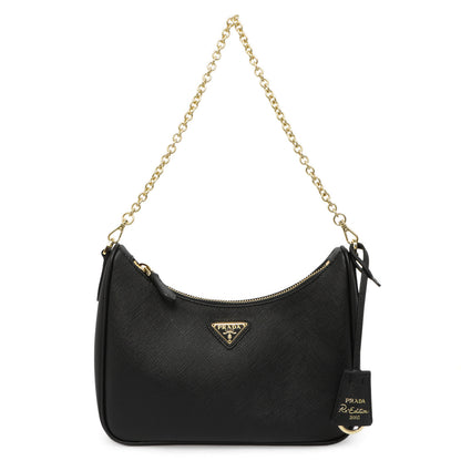 Exclusive Prada Black Saffiano Re-Edition 2005 Shoulder Bag — Side View