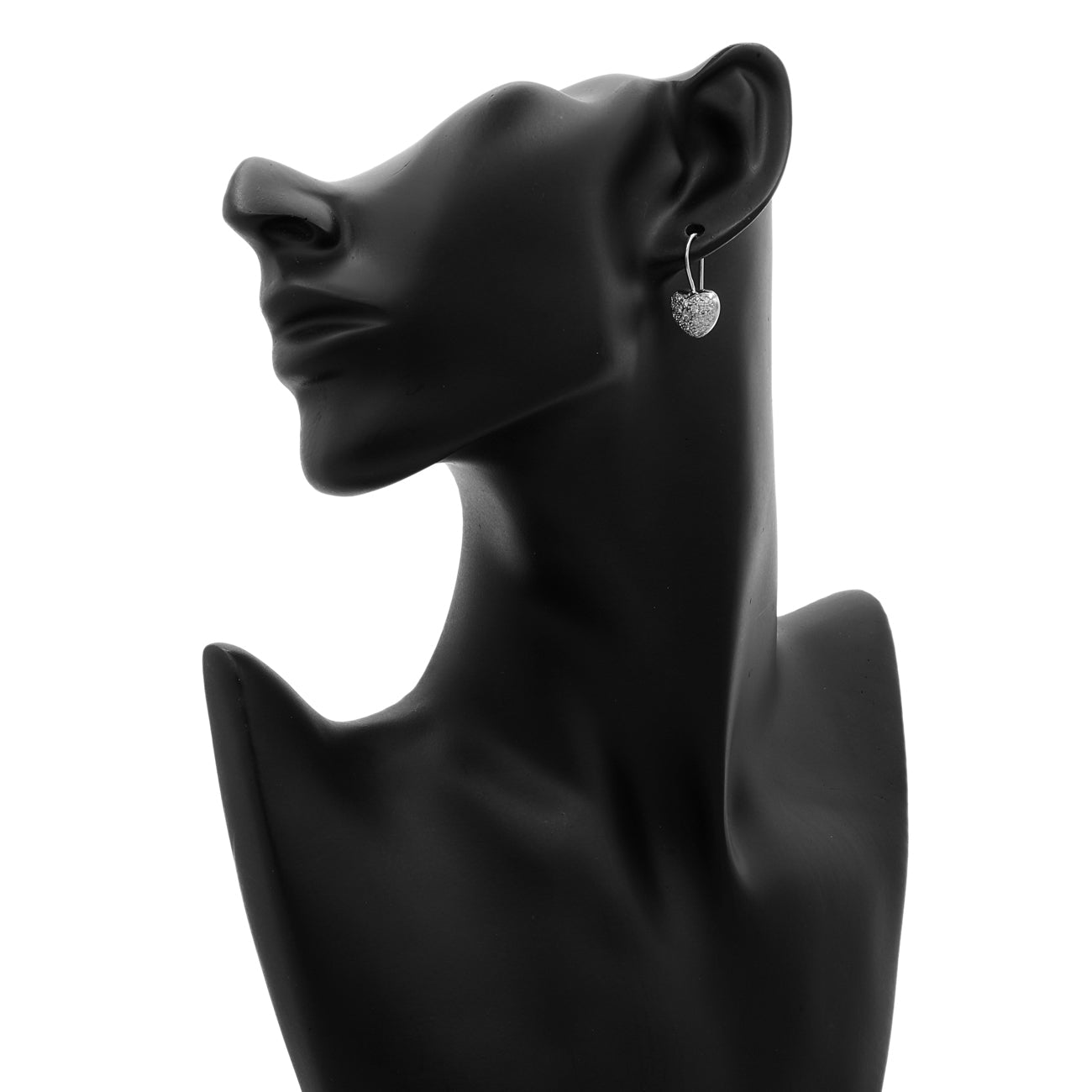 Exclusive 18K White Gold 0.86 Carat Dome Heart Diamond Earrings — Back View