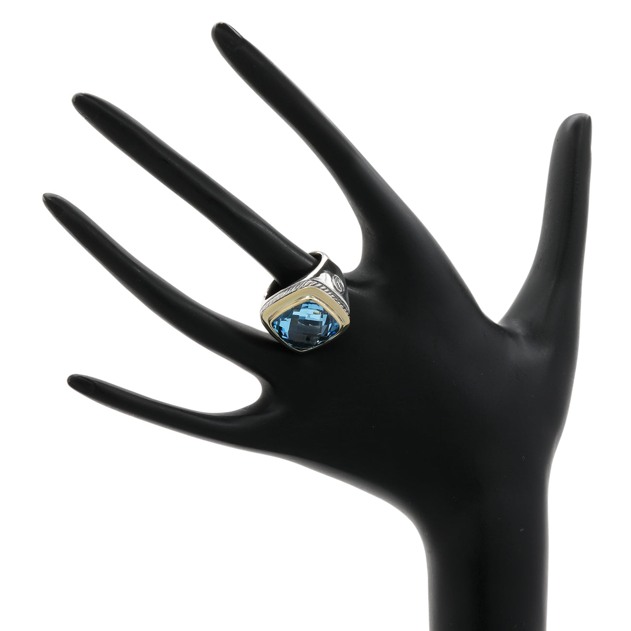 Exclusive David Yurman Sterling Silver 18K Yellow Gold Topaz Albion Ring — Top View
