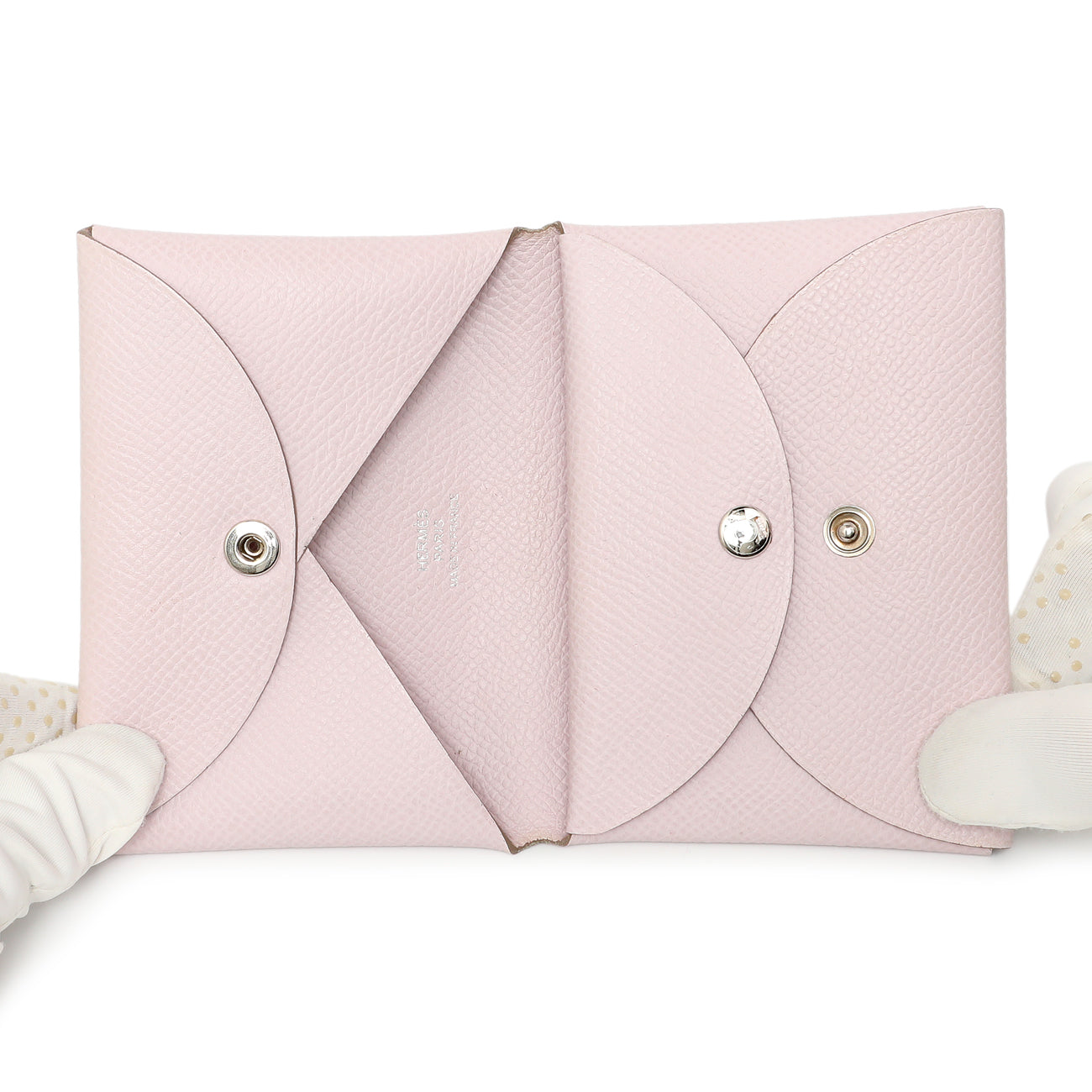 Exclusive Hermes Mauve Pale Epsom Calvi Duo Card Case — Top View