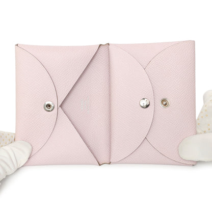 Exclusive Hermes Mauve Pale Epsom Calvi Duo Card Case — Top View