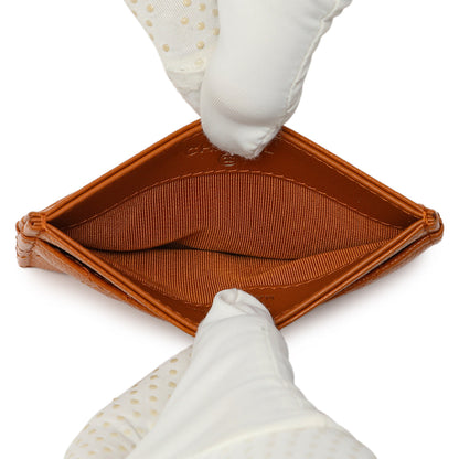 Exclusive Chanel Caramel Quilted Caviar Card Holder — Top View
