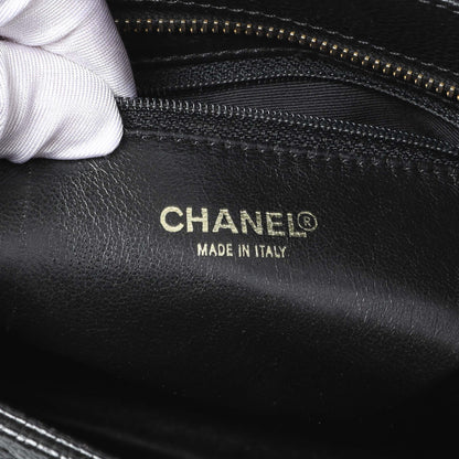 Exclusive Chanel Black Quilted Caviar Medallion Tote — Detail View