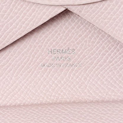 Exclusive Hermes Mauve Pale Epsom Calvi Duo Card Case — Detail View