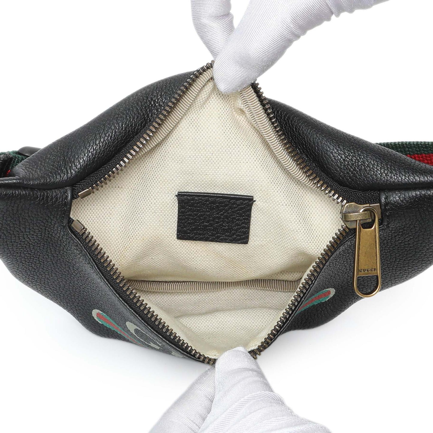Exclusive Gucci Black Grained Calfskin Small Logo Belt Bag — Top View