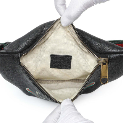 Exclusive Gucci Black Grained Calfskin Small Logo Belt Bag — Top View