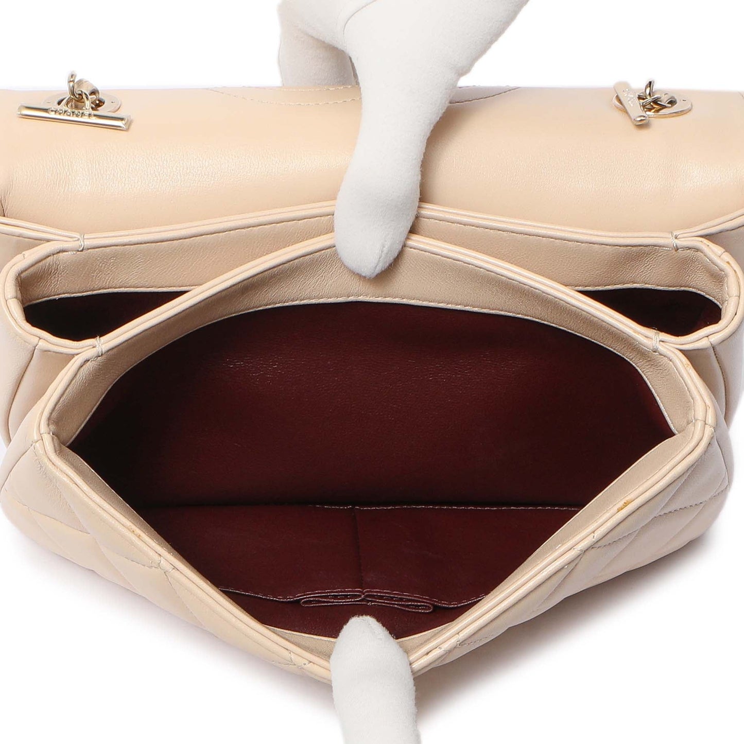 Exclusive Chanel Beige Quilted Lambskin Small Trendy CC Flap Handle Bag — Alternate View 9