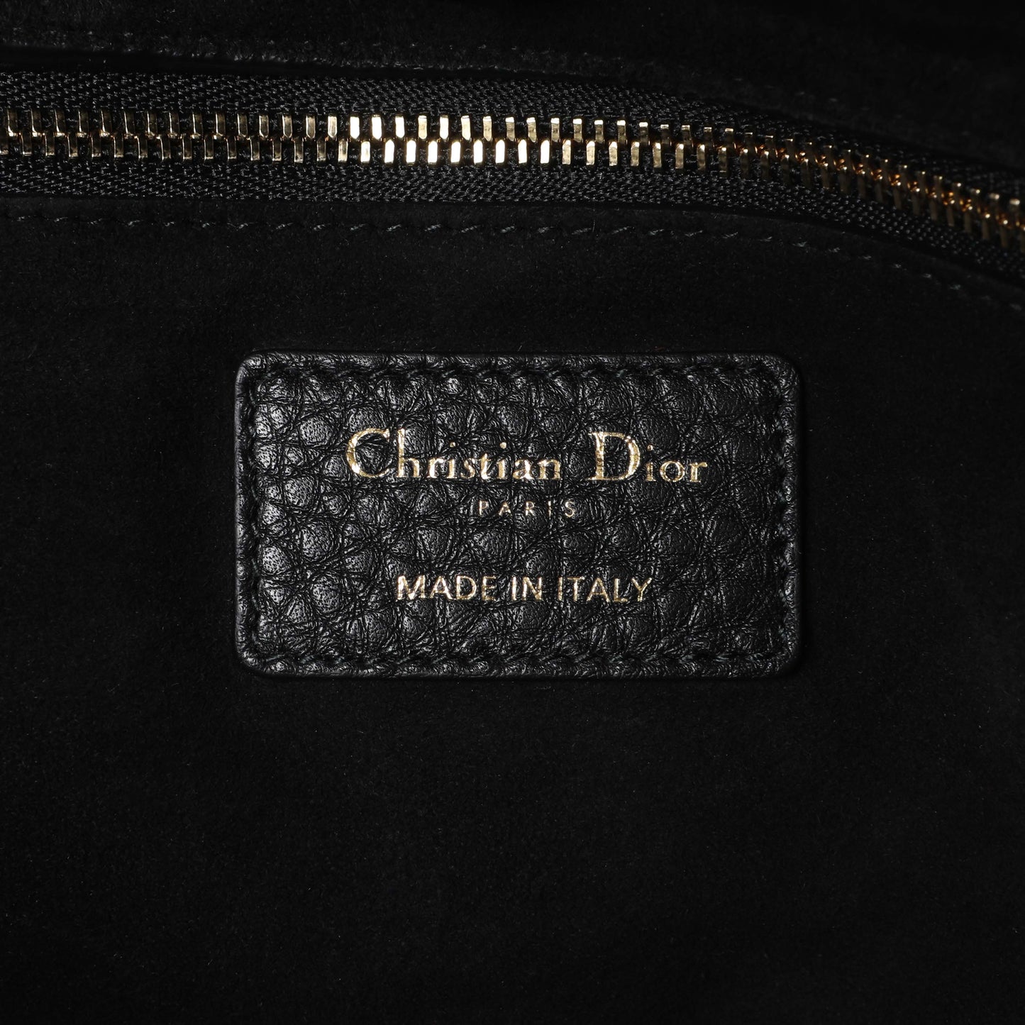 Exclusive Christian Dior Black Grained Calfskin Cannage Large Supple Lady Dior Bag — Detail View