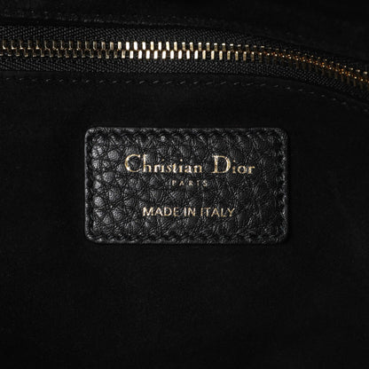 Exclusive Christian Dior Black Grained Calfskin Cannage Large Supple Lady Dior Bag — Detail View