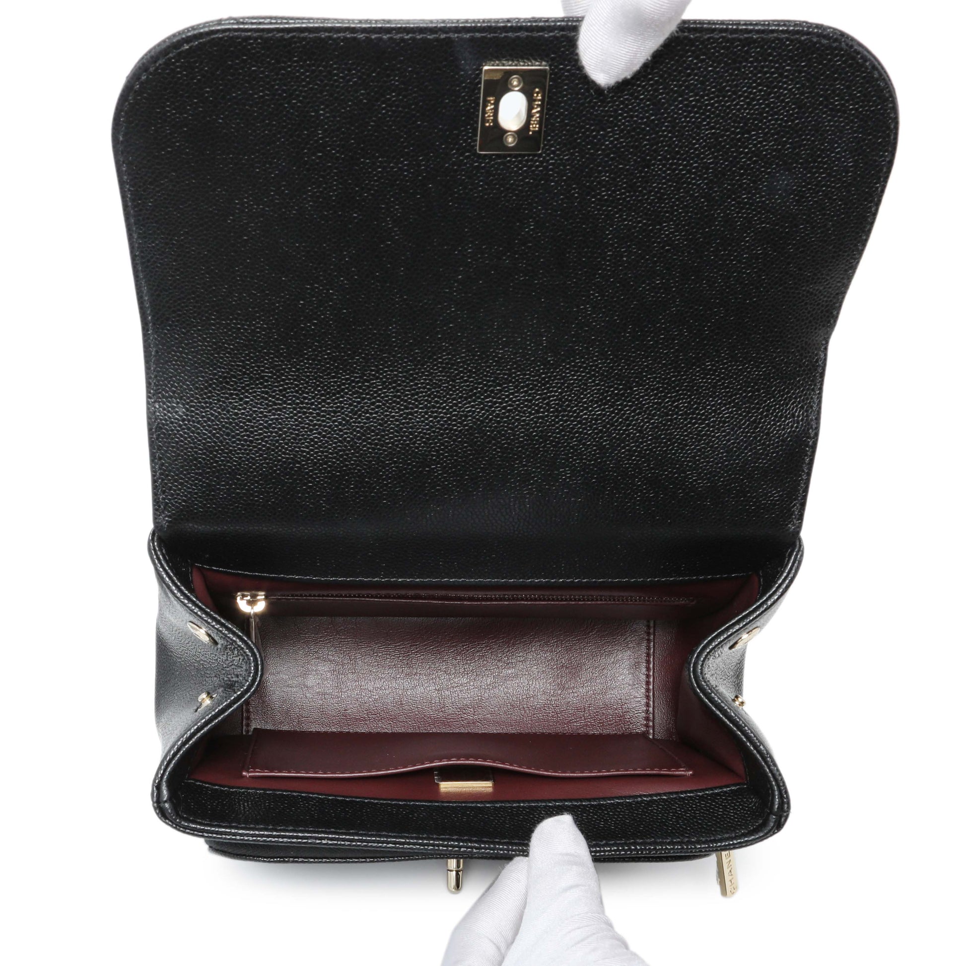 Exclusive Chanel Black Caviar Medium Business Affinity Flap — Detail View