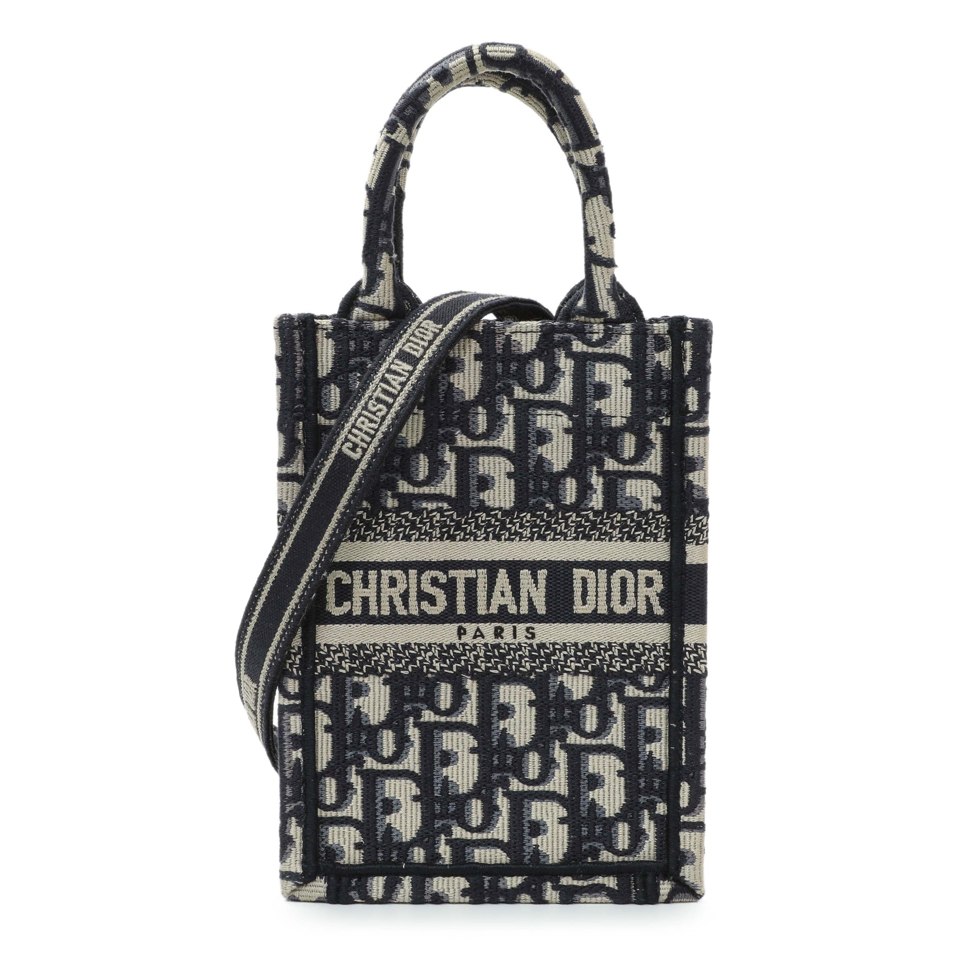 Exclusive Christian Dior Oblique Mini Book Tote Phone Bag — Front View