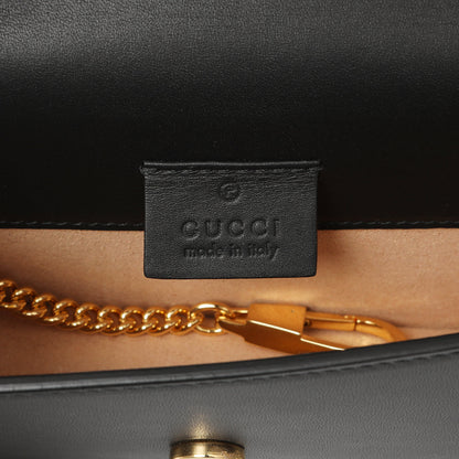 Exclusive Gucci Black Calfskin Super Mini Sylvie Chain Bag — Detail View