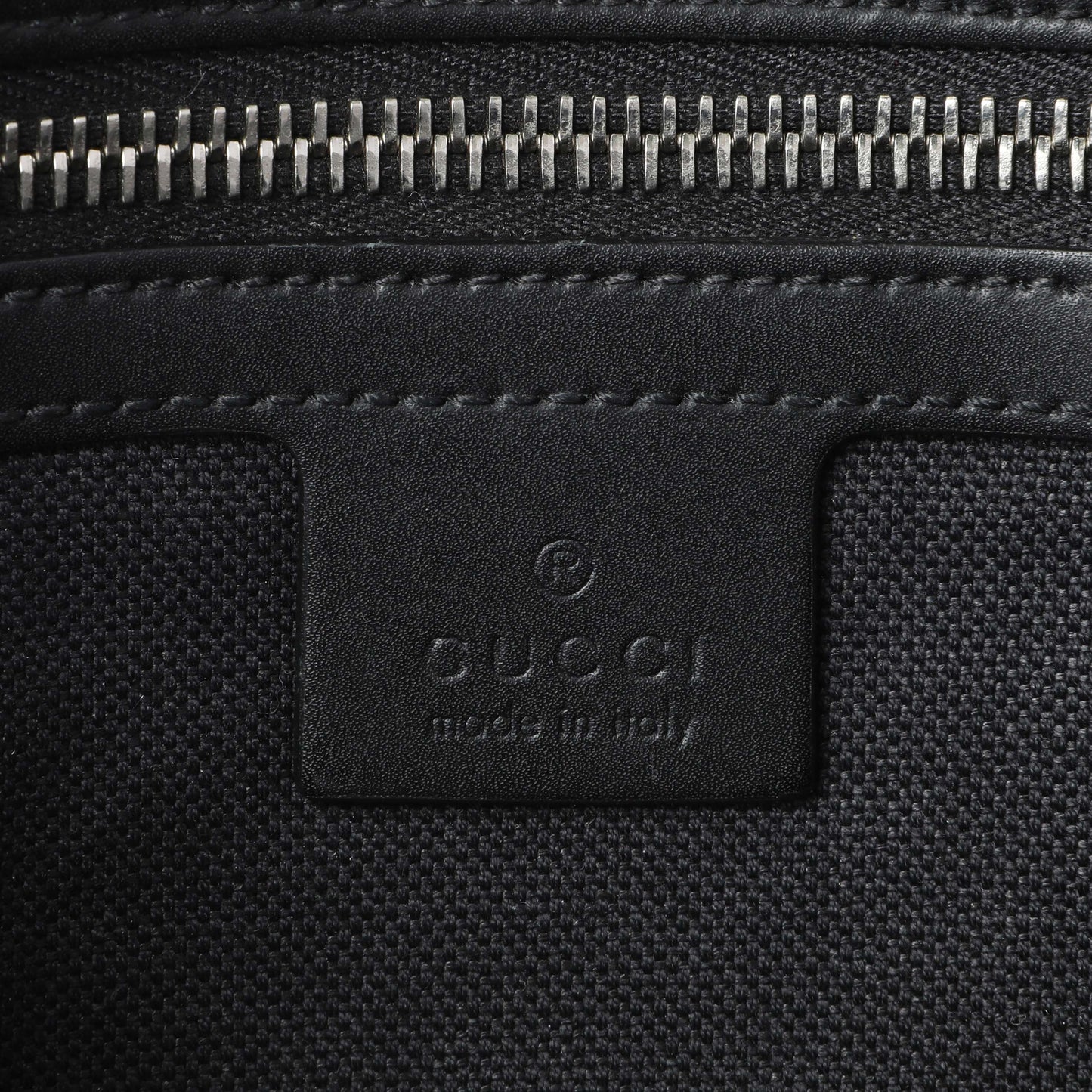 Exclusive Gucci Black Soft GG Supreme Monogram Web Belt Bag — Detail View