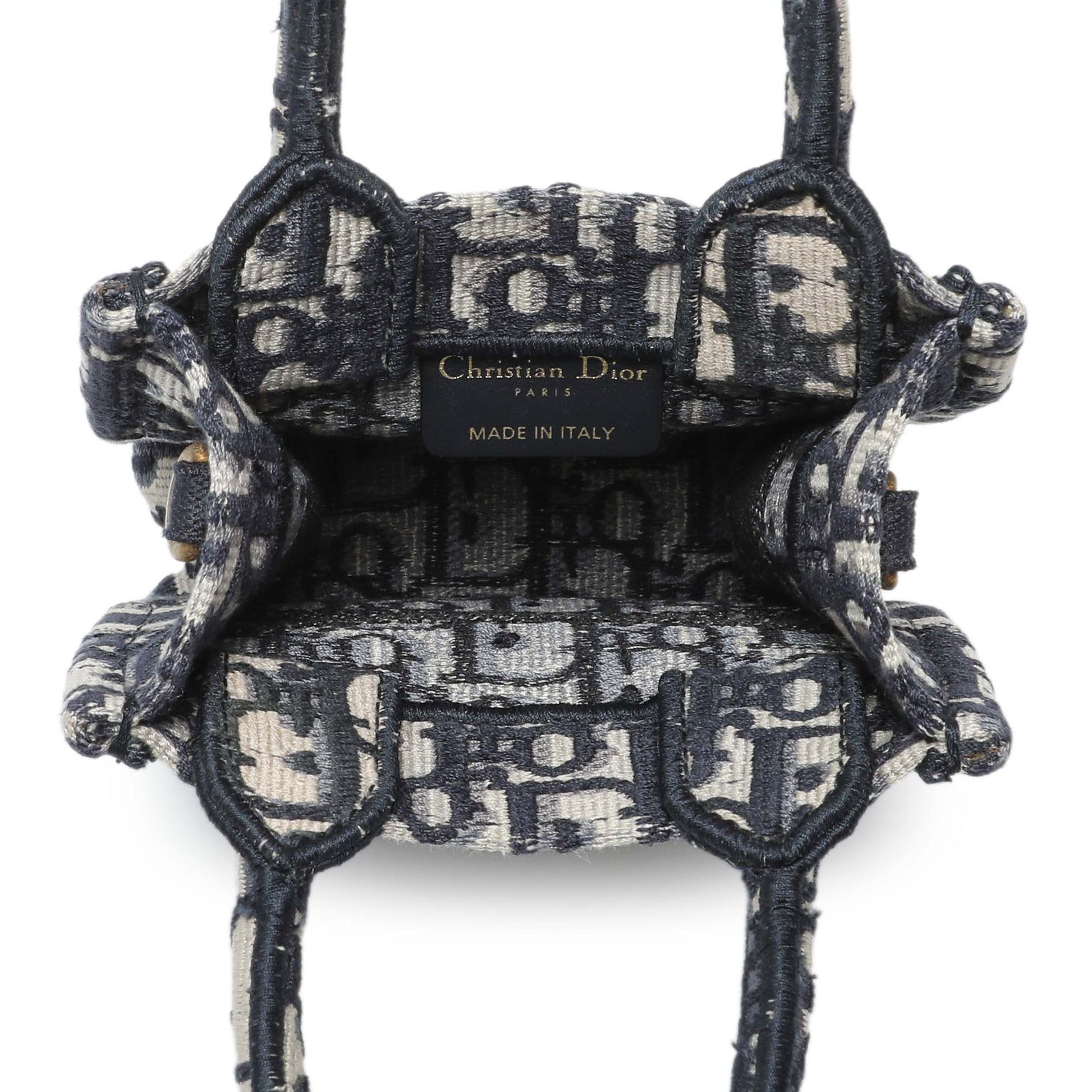 Exclusive Christian Dior Oblique Mini Book Tote Phone Bag — Top View