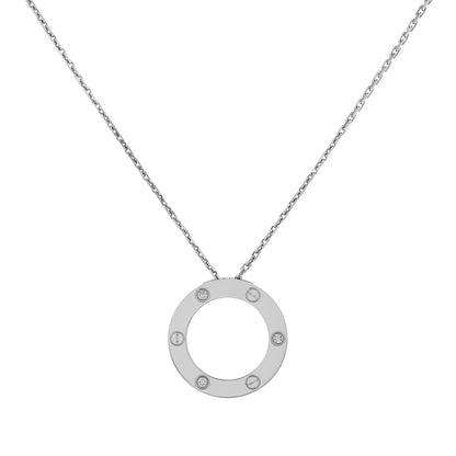 Exclusive Cartier 18K White Gold 3 Diamond Love Necklace — Front View