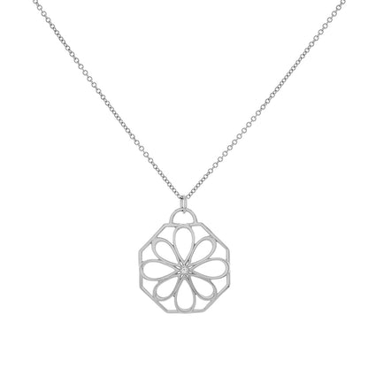 Exclusive Tiffany & Co. 18K White Gold Diamond Floral Pendant Necklace — Front View