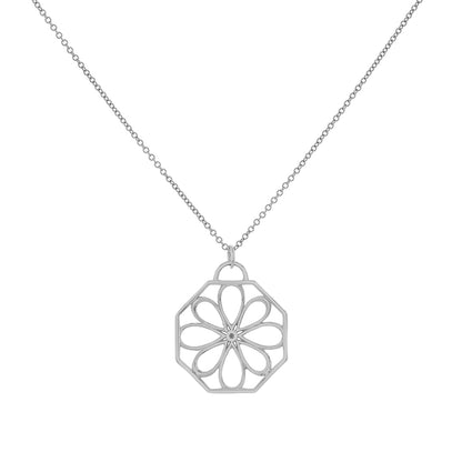 Exclusive Tiffany & Co. 18K White Gold Diamond Floral Pendant Necklace — Side View