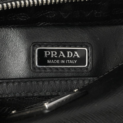 Exclusive Prada Black Brique Saffiano Travel Sling Bag — Detail View