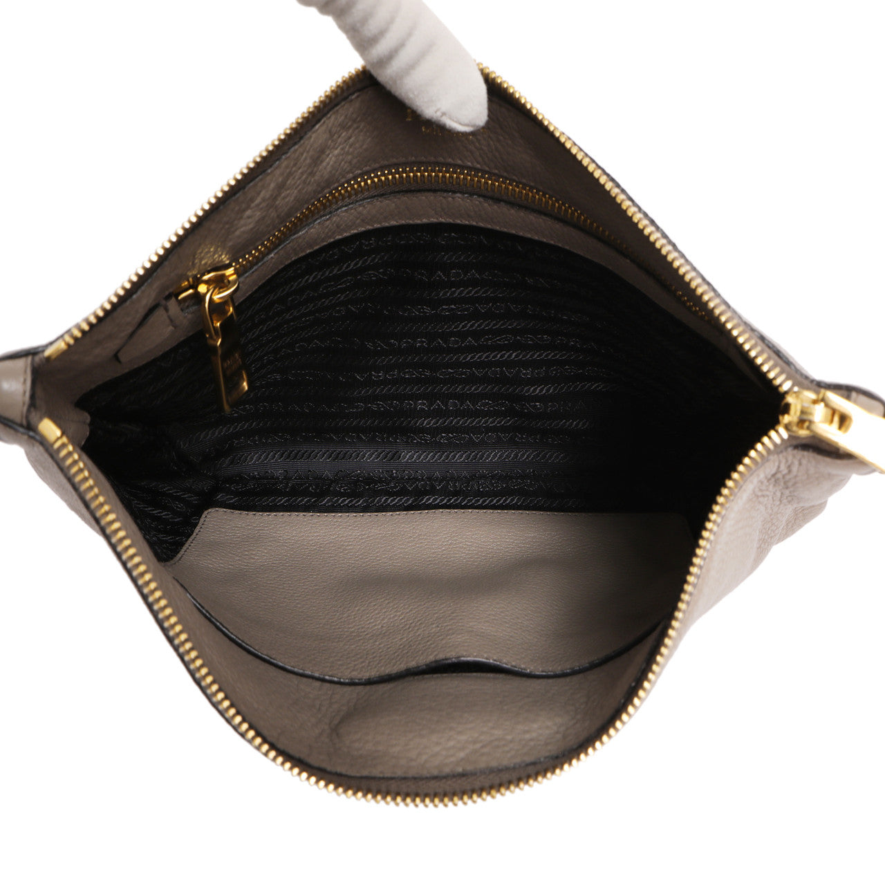 Exclusive Prada Grey Vitello Daino Soft Crossbody — Alternate View 7