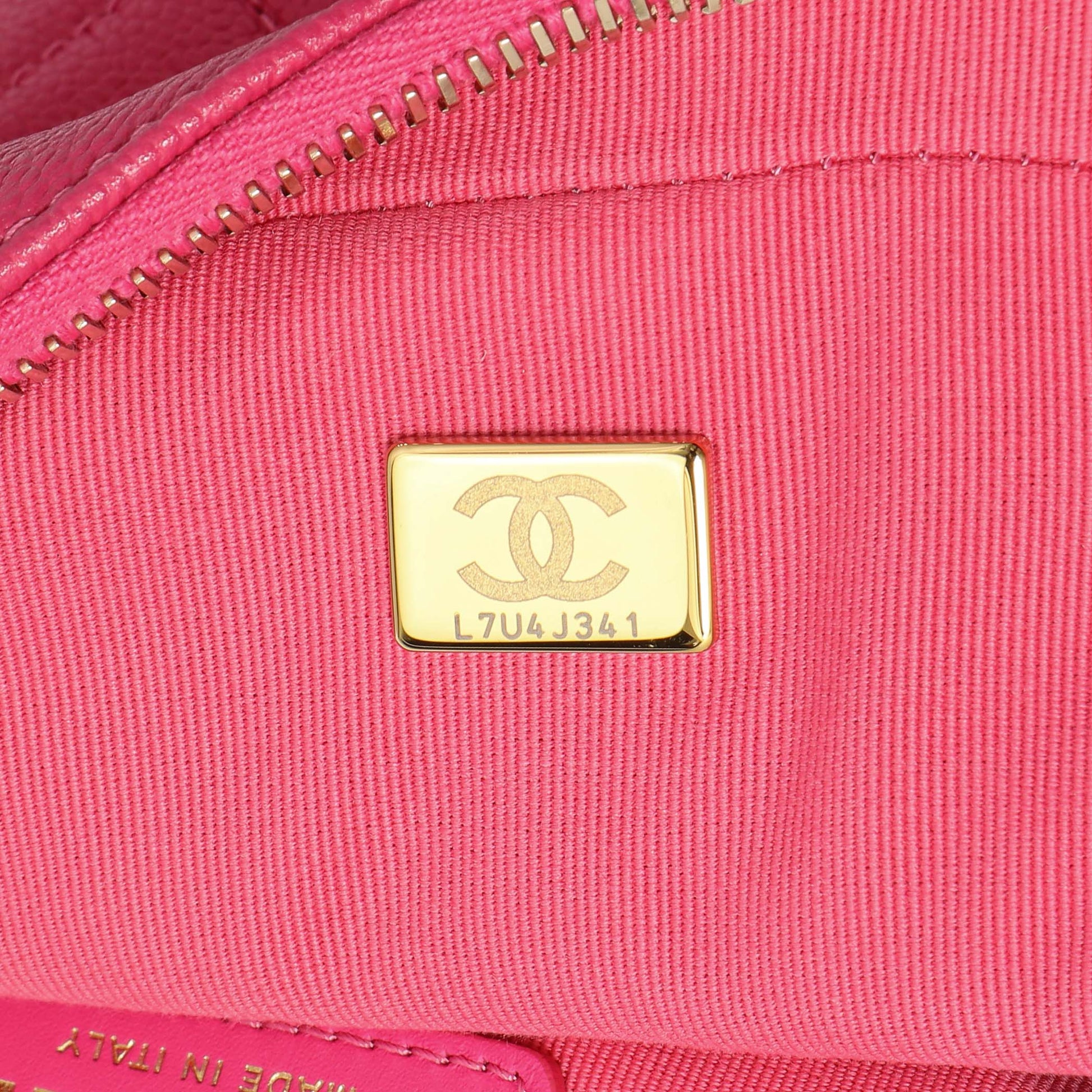 Exclusive Chanel Quilted Pink Caviar Chain Melody Backpack — Lifestyle View